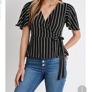 Striped Wrap Top